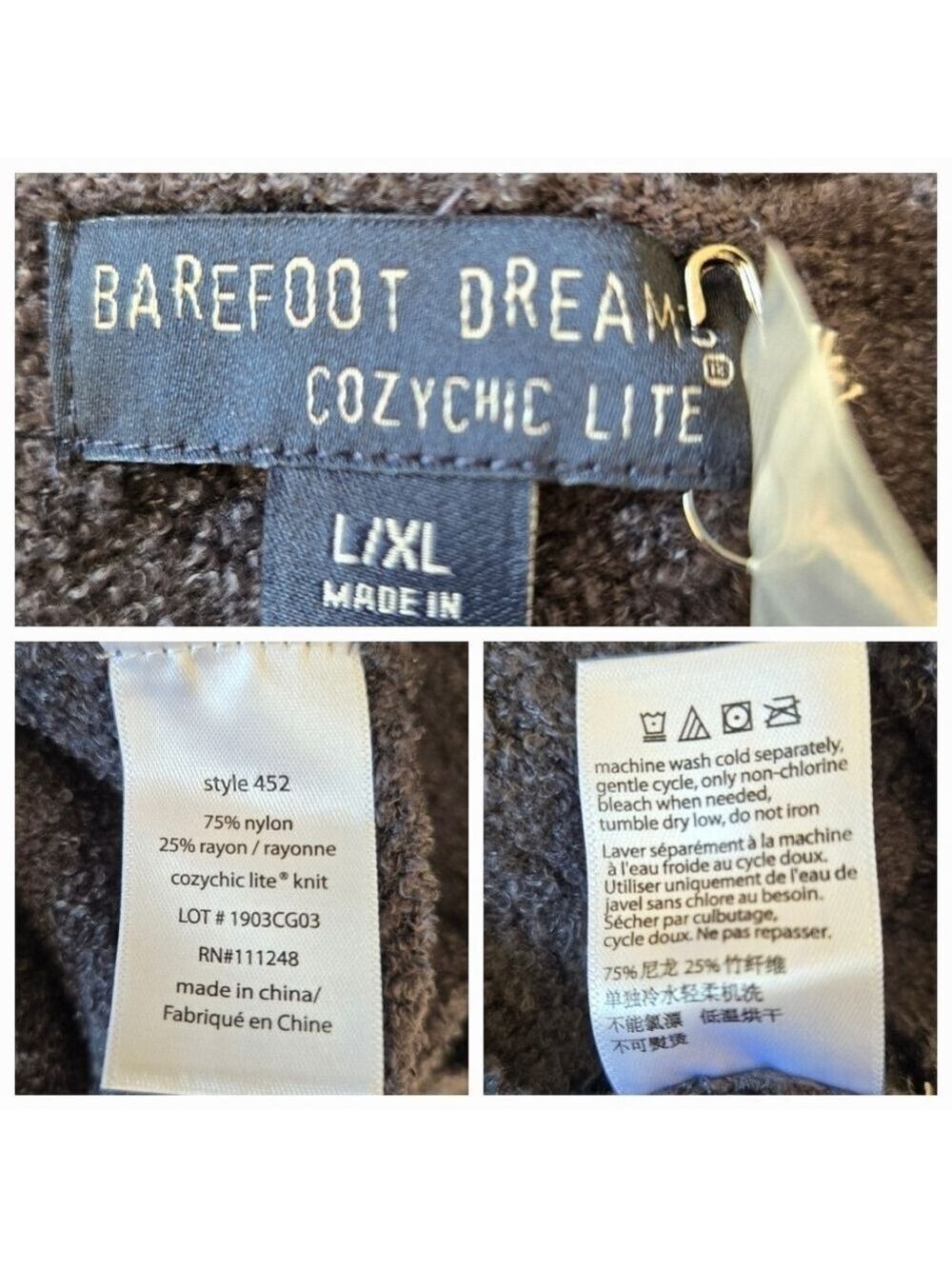 BAREFOOT DREAMS SWEATER CADIGAN WOMENS COZY-CHIC LITE KNIT INDIGO BLUE L/XL - Picture 9 of 10